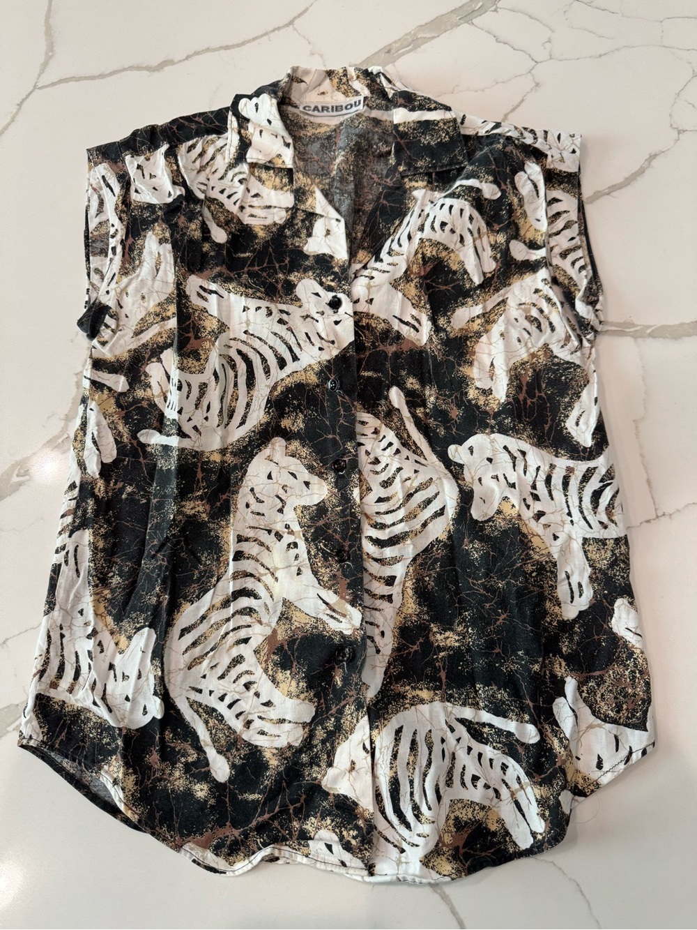 Women's Black & White Zebra Print Sleeveless Blouse